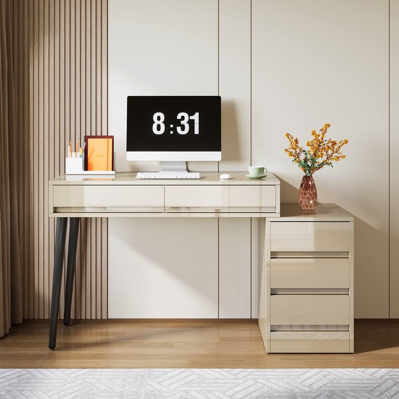 Reversible Computer Desk with 5 Drawers
