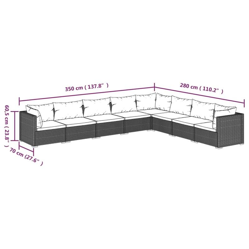 vidaXL Patio Lounge Set Outdoor Sectional Sofa Set Table Garden Poly Rattan