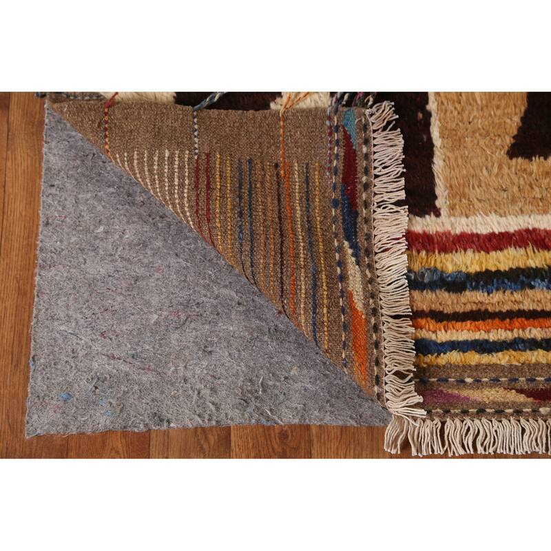 Hand Knotted Oriental 100% Wool Carpet Modern Tribal Multi-Colored Moroccan Area Rug - 9' 11'' X 6' 9''