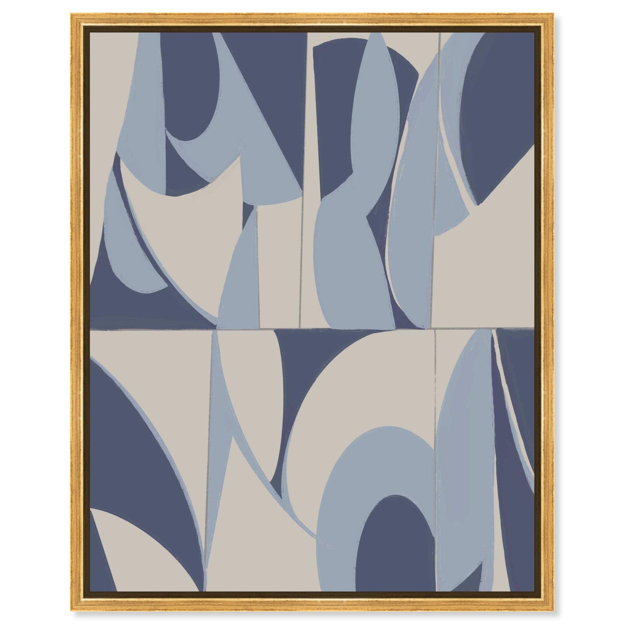 Modern Shapes Blue Decor Framed Canvas Print by Notoriart
