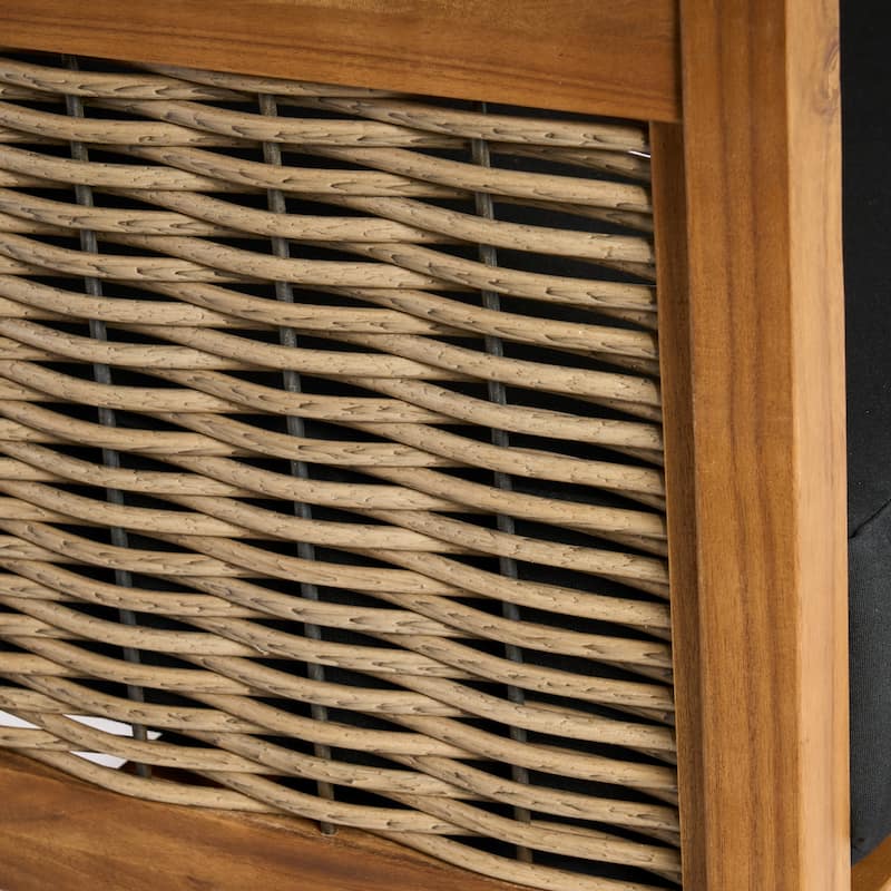 Burchett Outdoor Acacia Wood and Wicker Club Chairs (Set of 2) with Optional Sunbrella Cushions by Christopher Knight Home