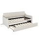 preview thumbnail 5 of 10, Upholstered Bed Twin Size Daybed with Trundle and USB Charging Design, Livingroom Daybed with Pull-out Sofa Bed, Beige