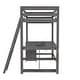 preview thumbnail 11 of 15, Antique Brown Twin Size Solid Wood Loft Bed with Desk, Blackboard, and Storage