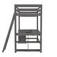preview thumbnail 11 of 15, Antique Brown Twin Size Solid Wood Loft Bed with Desk, Blackboard & Drawers
