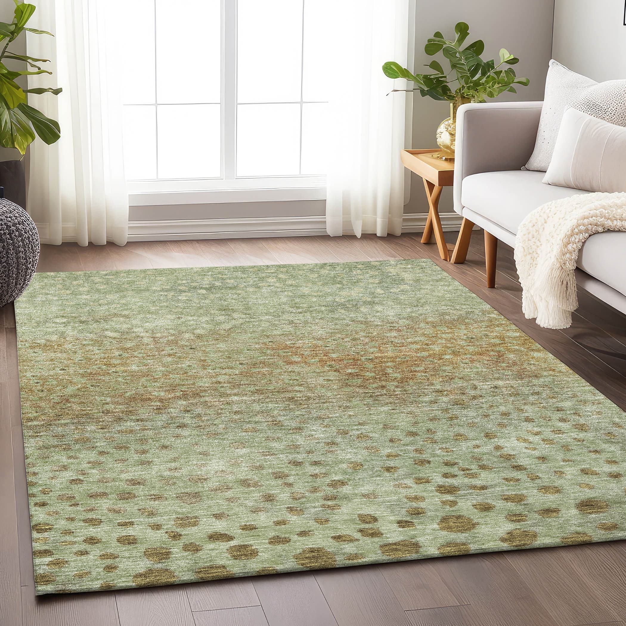 Machine Washable Indoor/ Outdoor Abstract Modern Chantille Rug