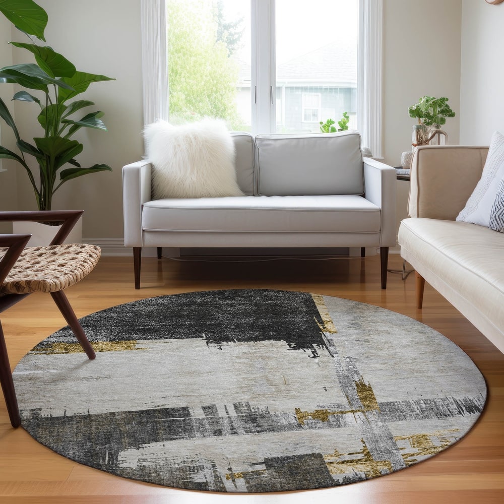 Machine Washable Indoor/ Outdoor Chantille Abstract Modern Rug