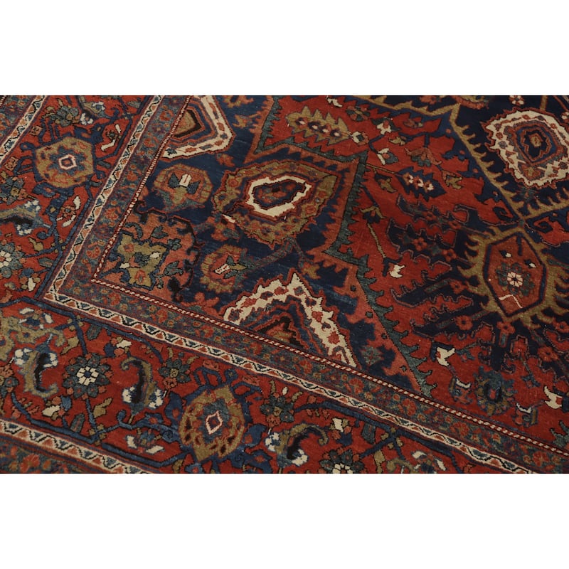 Hand Knotted Oriental 100% Wool Carpet Traditional Medallion Oranges & Rust Heriz (serapi) Area Rug - 11' 5'' X 8' 8''