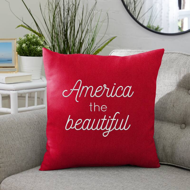 Mozaic Embroidered America the Beautiful Indoor/Outdoor Square Pillow