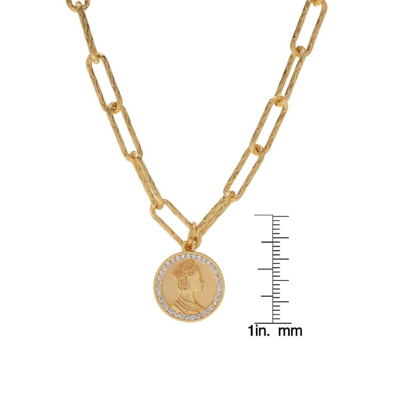 Victoria Townsend Gold Plated Cubic Zirconia Coin Diamond Cut Chain Necklace