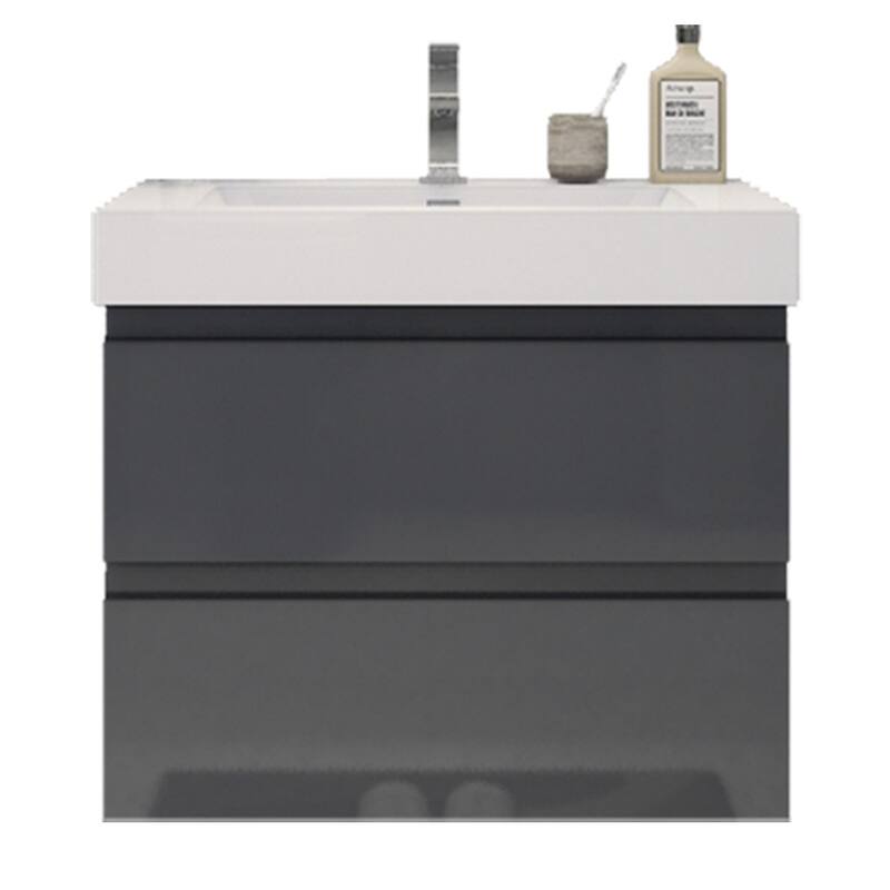 Baillie 30'' Wall-Mounted Vanity with Reinforced Acrylic Sink - 30''Width - Gloss Gray