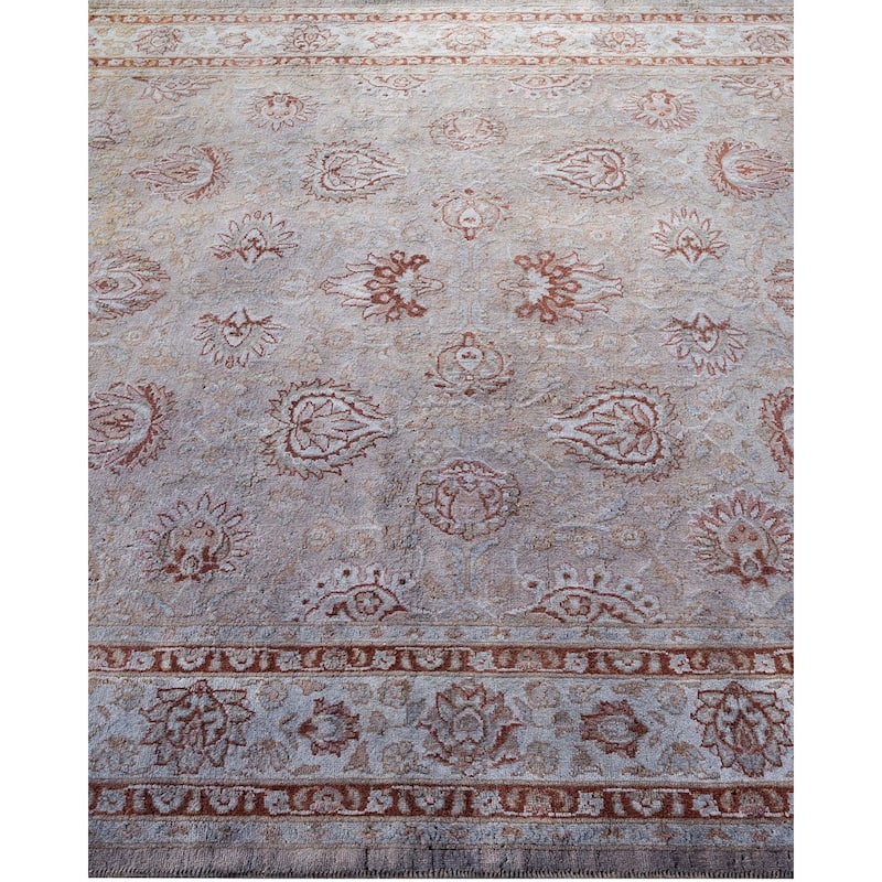 Overton Hand Knotted Wool Vintage Inspired Modern Contemporary Overdyed Gray Area Rug - 4' 7" x 6' 6"