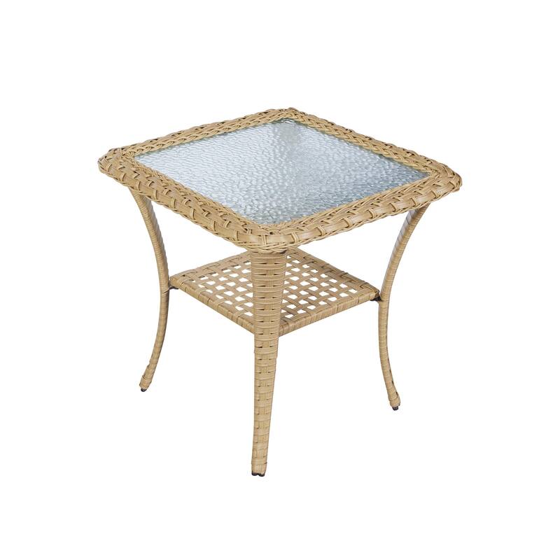 Outdoor 3-Piece Steel Wicker Swivel Chair Set