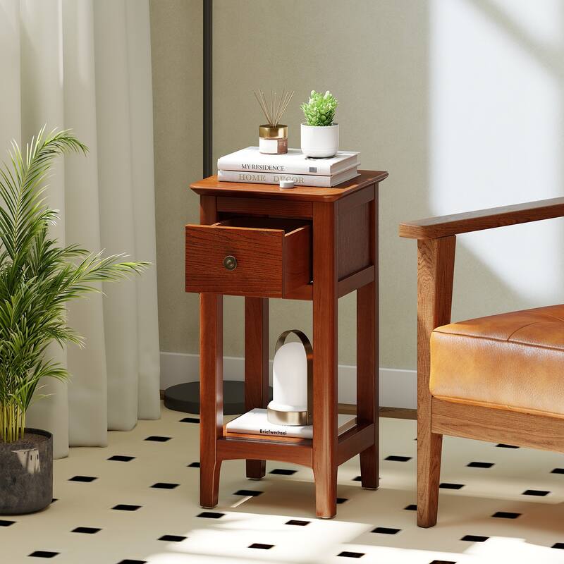 Gymax 2PCS Nightstand 3-Tier Bedside Table w/ Open Storage Shelf &