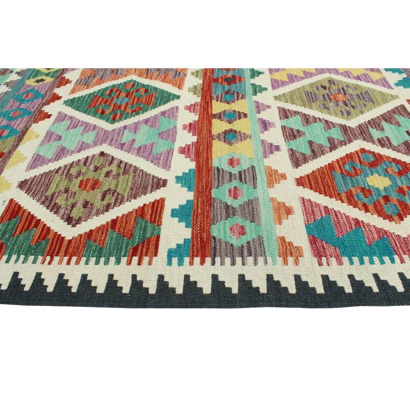 Flatweave Ulbolsyn Turquoise/Ivory Rug - 5'9" x 8'1"