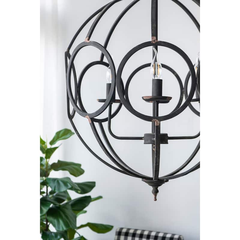 4 - Light Metal Chandelier, Hanging Light Fixture with Adjustable Chain for Kitchen Dining Room, Bulb Not Included