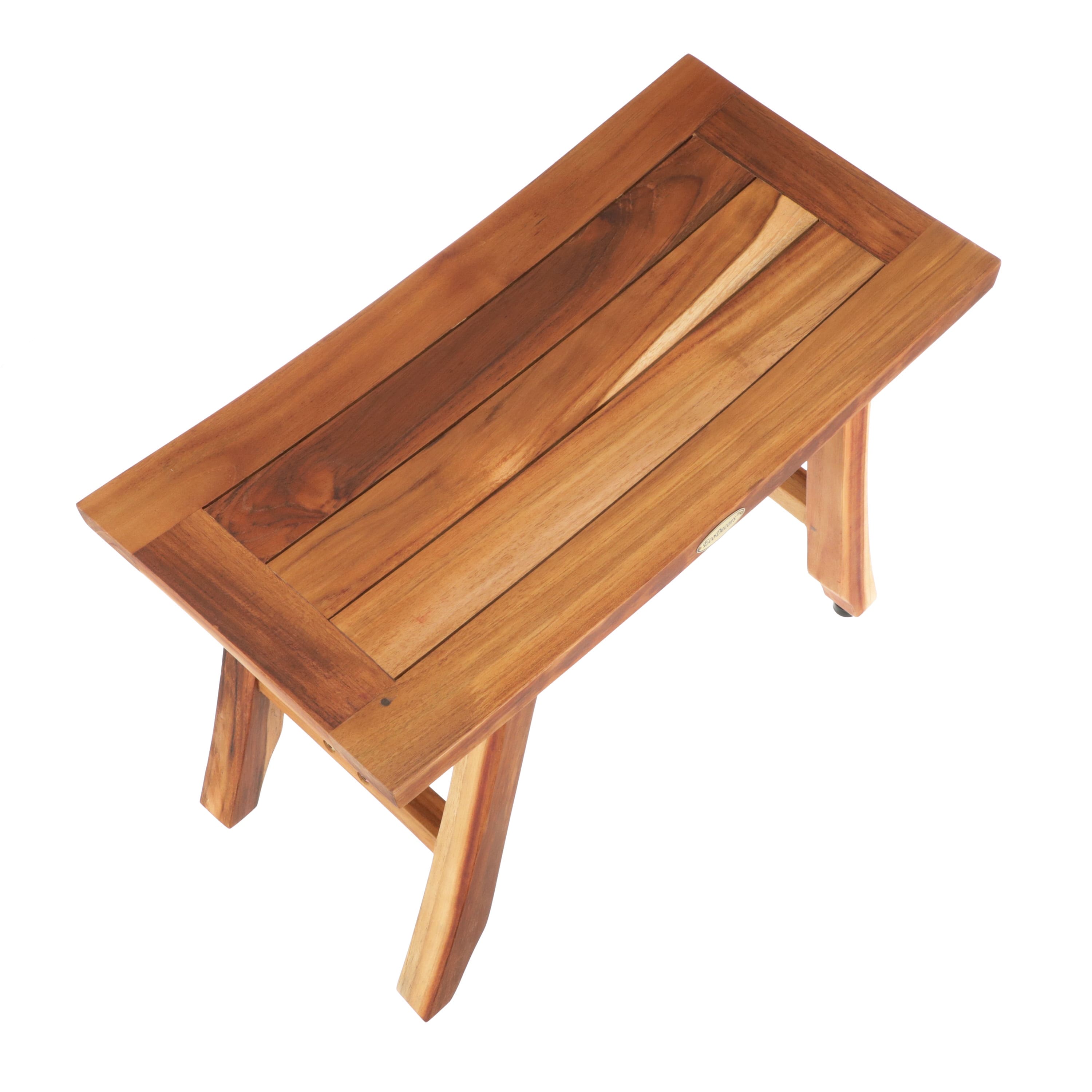 EcoDecors Satori Natural Teak Wood Shower Bench 24inch Wide x 18