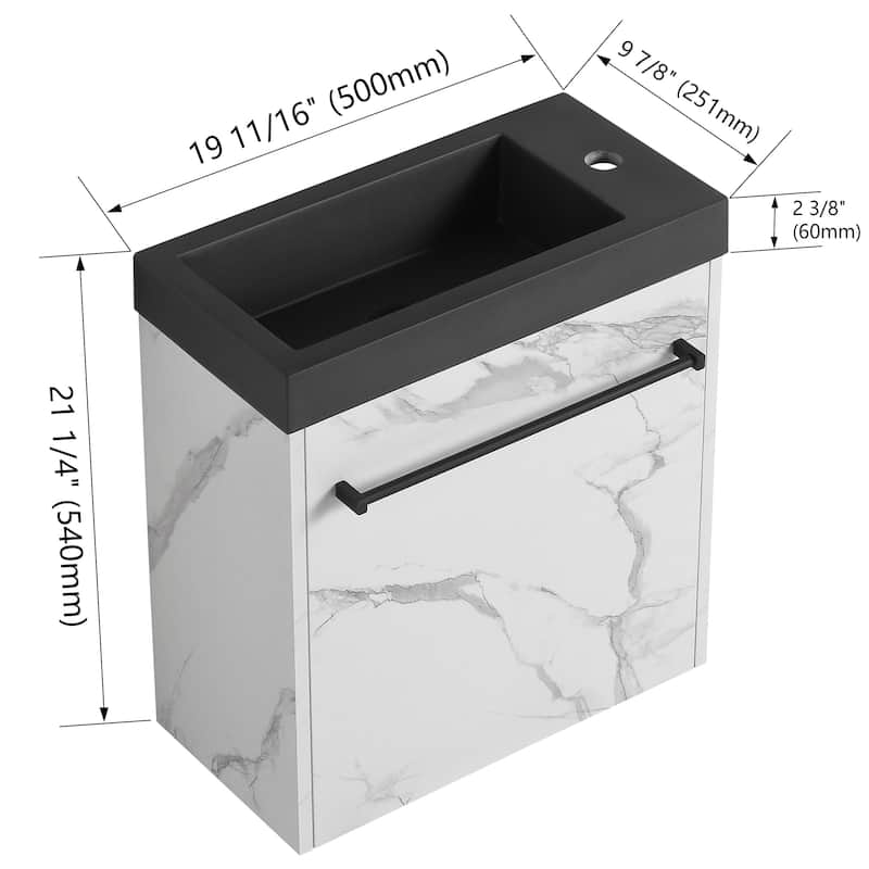 Bathroom Vanity With Sink In 20 Inch, Floating Bathroom Vanity With Soft Close Door