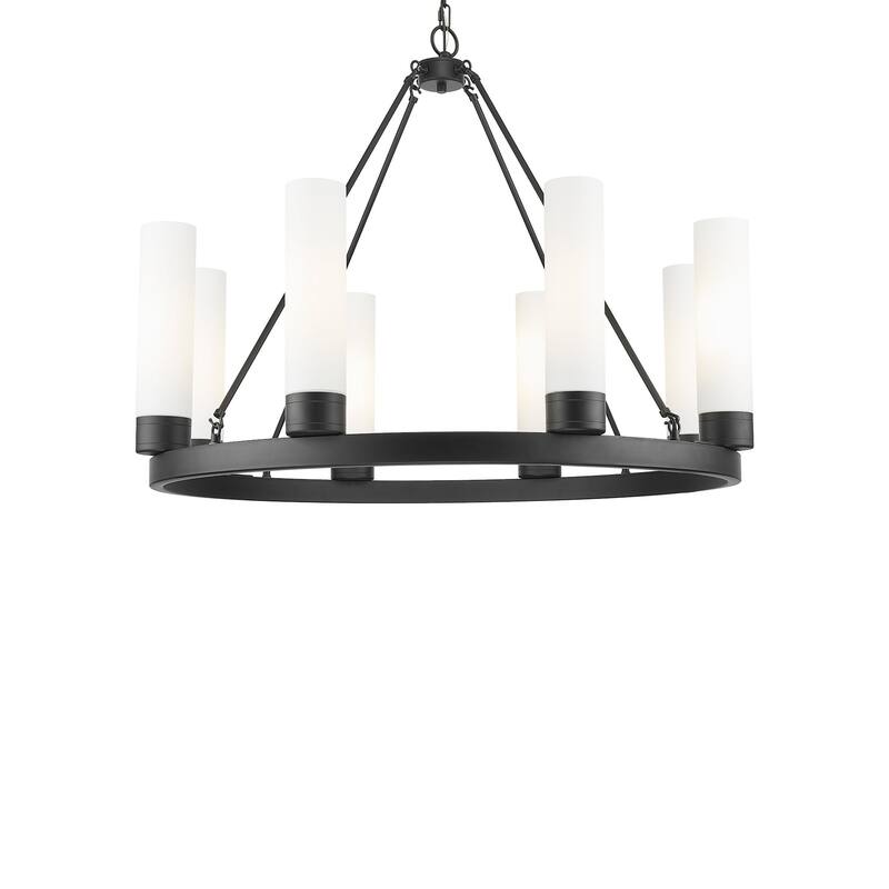 Innovations Lighting 617-8CR-28-36 Boreas Chandelier Boreas 8 Light - Matte Black / White