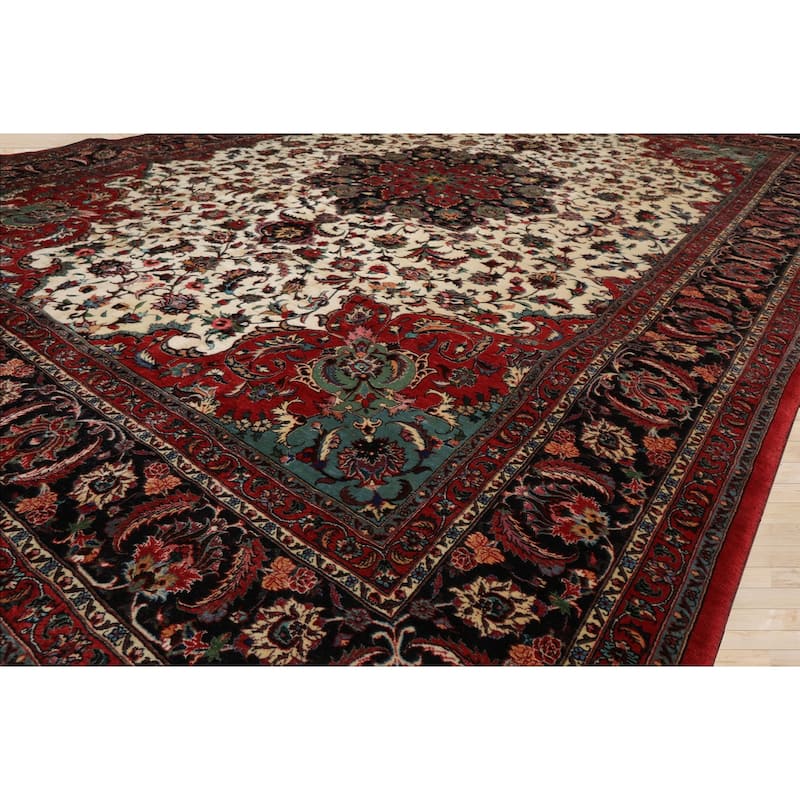 8'7''x12'4'' Hand Knotted Wool Ivory Bidjar 350 KPSI Plush Pile Rug - 8' 7'' x 12' 4''