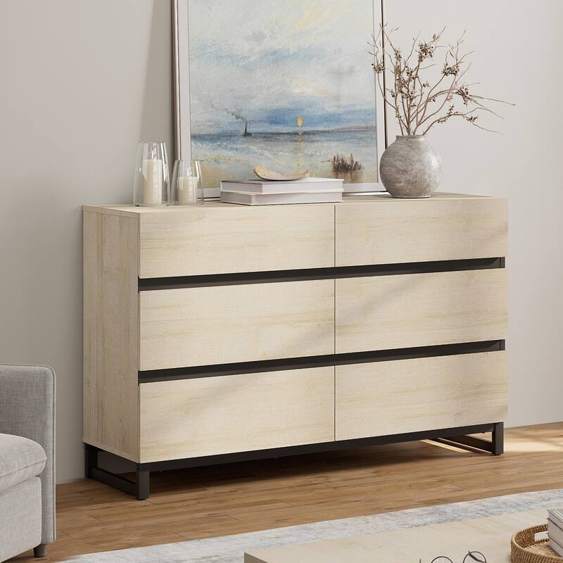WAMPAT Dresser for Bedroom, Closet Organizers and Storage with Drawers, Chest of Drawers with Metal Base, Modern Wooden Dresser