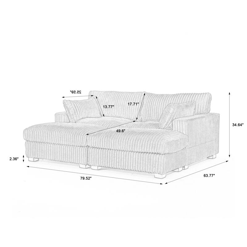 Modren Plush Oversized Modular Sectional Sofa Set with Chaise&Ottoman.