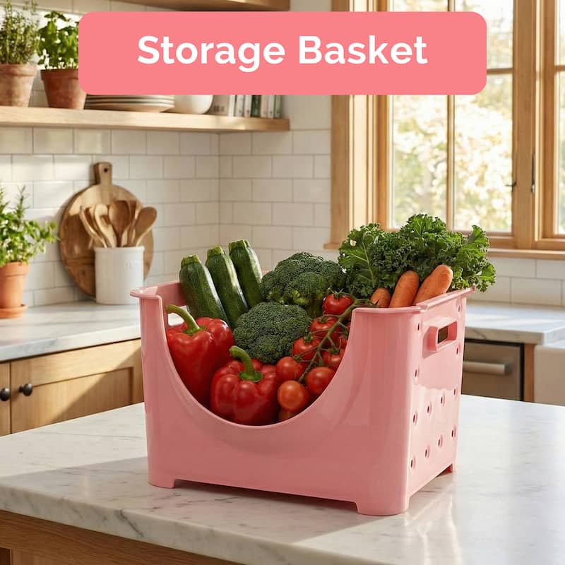 Basicwise Plastic Stackable Storage Containers