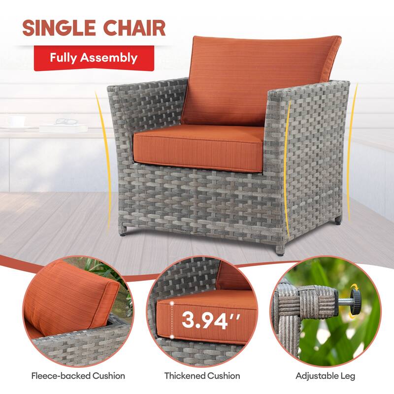 XIZZI 7-piece Outdoor Patio Furniture Rattan Wicker Conversation Set