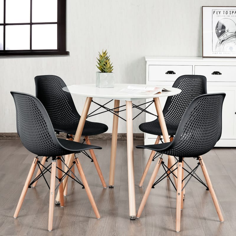 4 Pack Modern Mesh Dining Chair Set with Ergonomic Backrest and Beech Wood Legs - 22" x 18" x 32.5" (L x W x H)