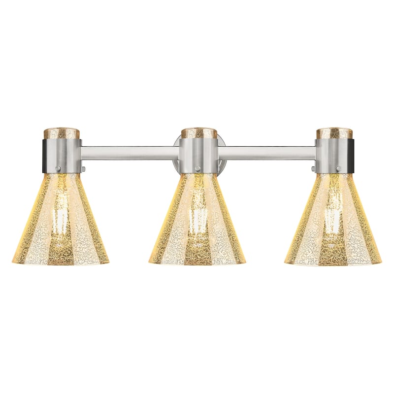 Innovations Lighting 464-3W-G464C-7ME Lawton Cone 3 Light 24" Wide - Satin Nickel