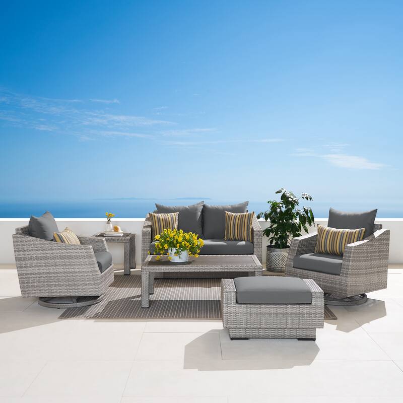 Cannes 6 Piece Sunbrella Outdoor Patio Love & Motion Club Seating Set