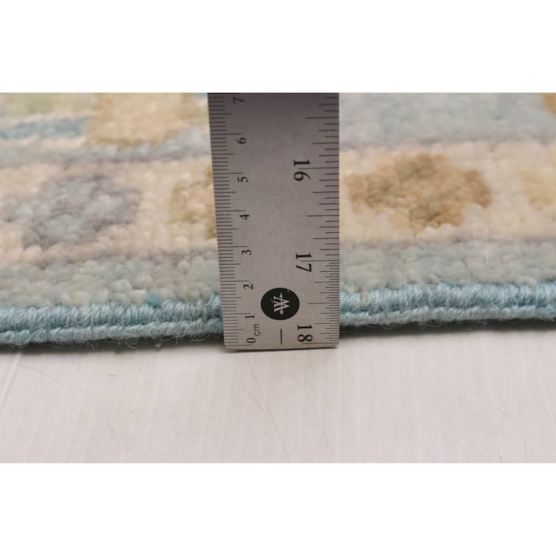 ECARPETGALLERY Hand-knotted Modern Oushak Light Blue Wool Rug - 9' 2" x 12'