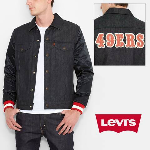 Levis Mens NFL 49ERS Denim Varsity Trucker Jacket Special Edition 18193