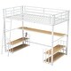 preview thumbnail 7 of 12, Twin Size Metal Loft Bed with Desk, Storage Shelves and Charging Station, Space-Saving Design for Kids and Teens, White