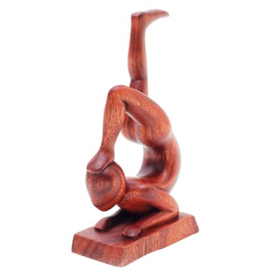 Novica Handmade Time For Yoga Wood Sculpture