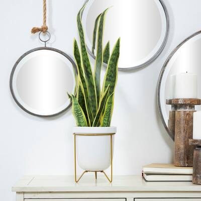 The Novogratz Green Faux Foliage Snake Imitative Artificial Plant with White Porcelain Pot