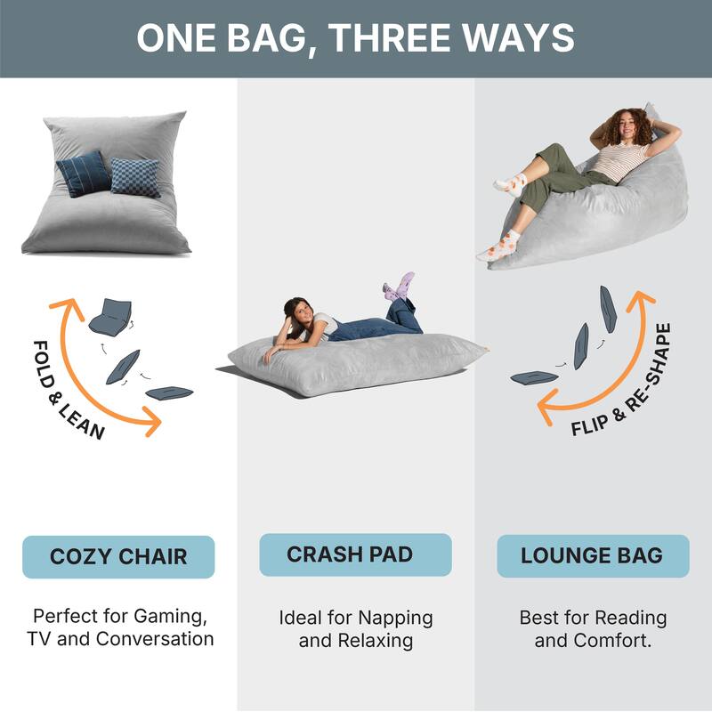 Jaxx 5.5' Microsuede Bean Bag Floor Pillow and Lounger