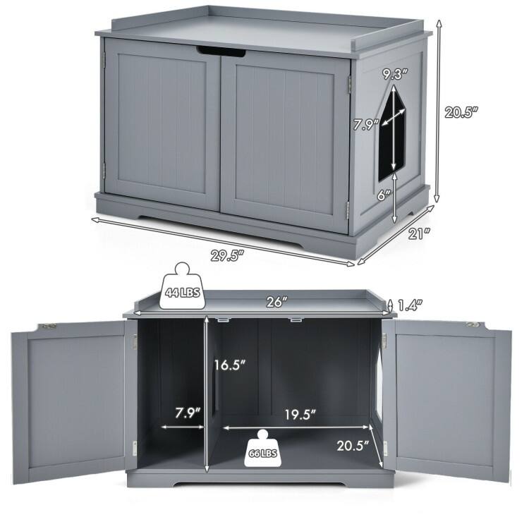 Multifunctional Cat House with Double Doors and Extra Countertop Space