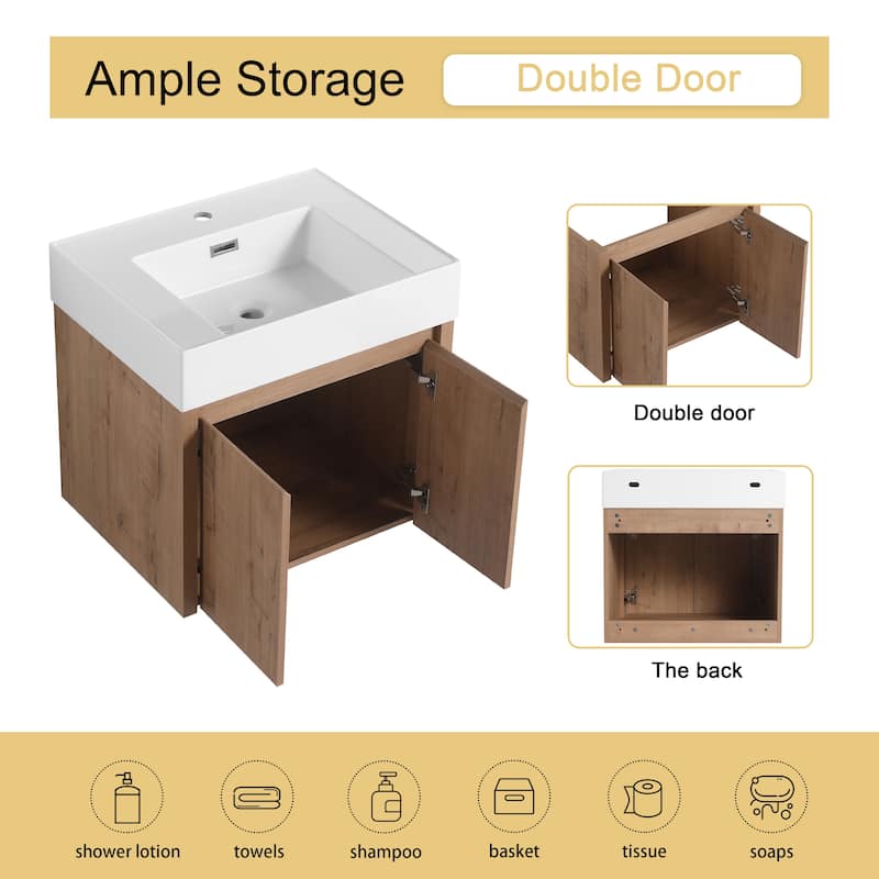 Malwee 24"/30"/36"/48" Floating Bathroom Vanity with Sink