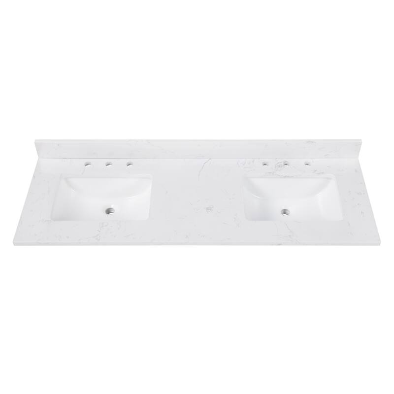 Avanity Cala White Engineered Stone Vanity Top with Rectangular Undermount Sinks