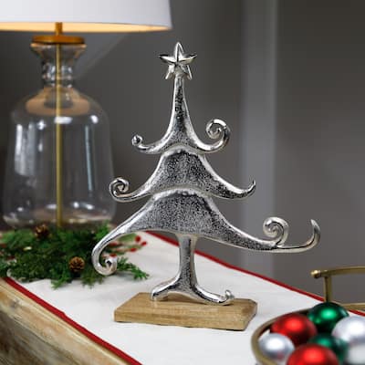 Swirling Metal Tree Christmas Decoration - 13.5"