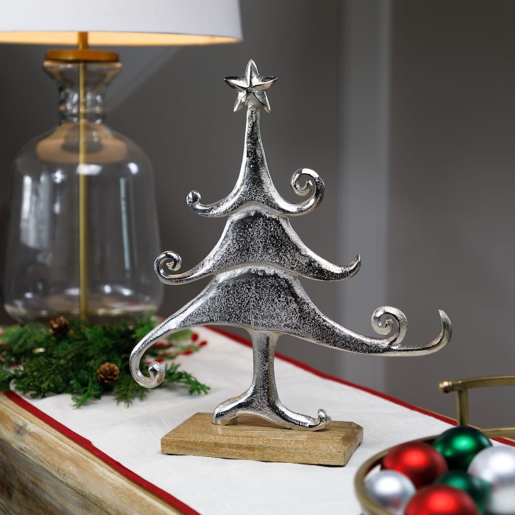 Swirling Metal Tree Christmas Decoration - 13.5"