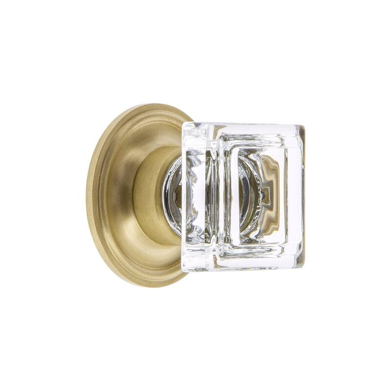 Grandeur CARR-CRYS-KNOB-GEO Carre 1-1/4" Square Crystal Cabinet Knob - Satin Brass