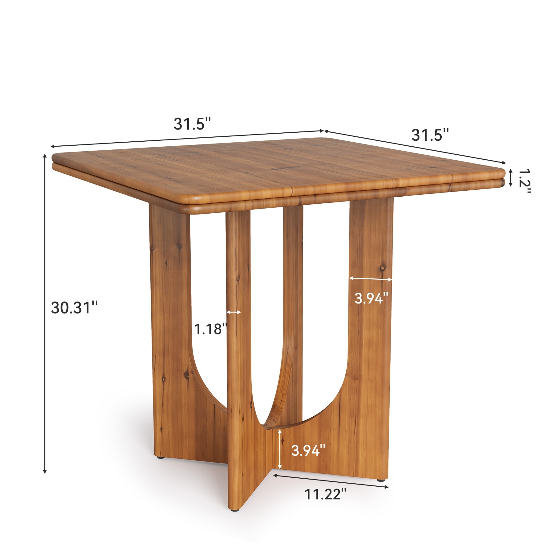 Small Solid Wood Square Dining Table for 2-4 People - 31.5