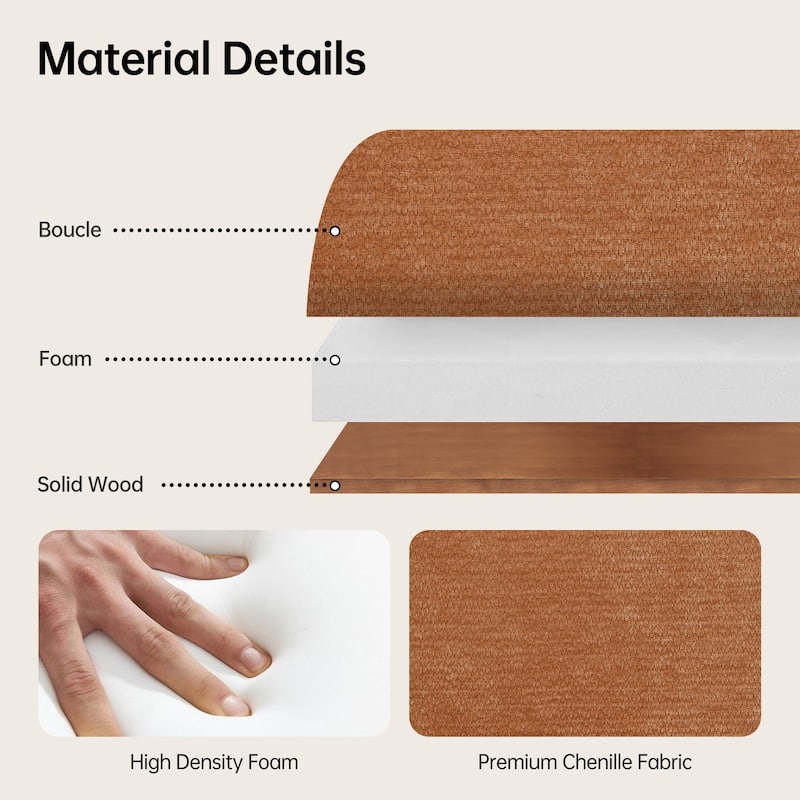 Arm Fabric bench with Solid Wood ,51.8-inch Upholstered Bench for Living Room ,Bedrooms