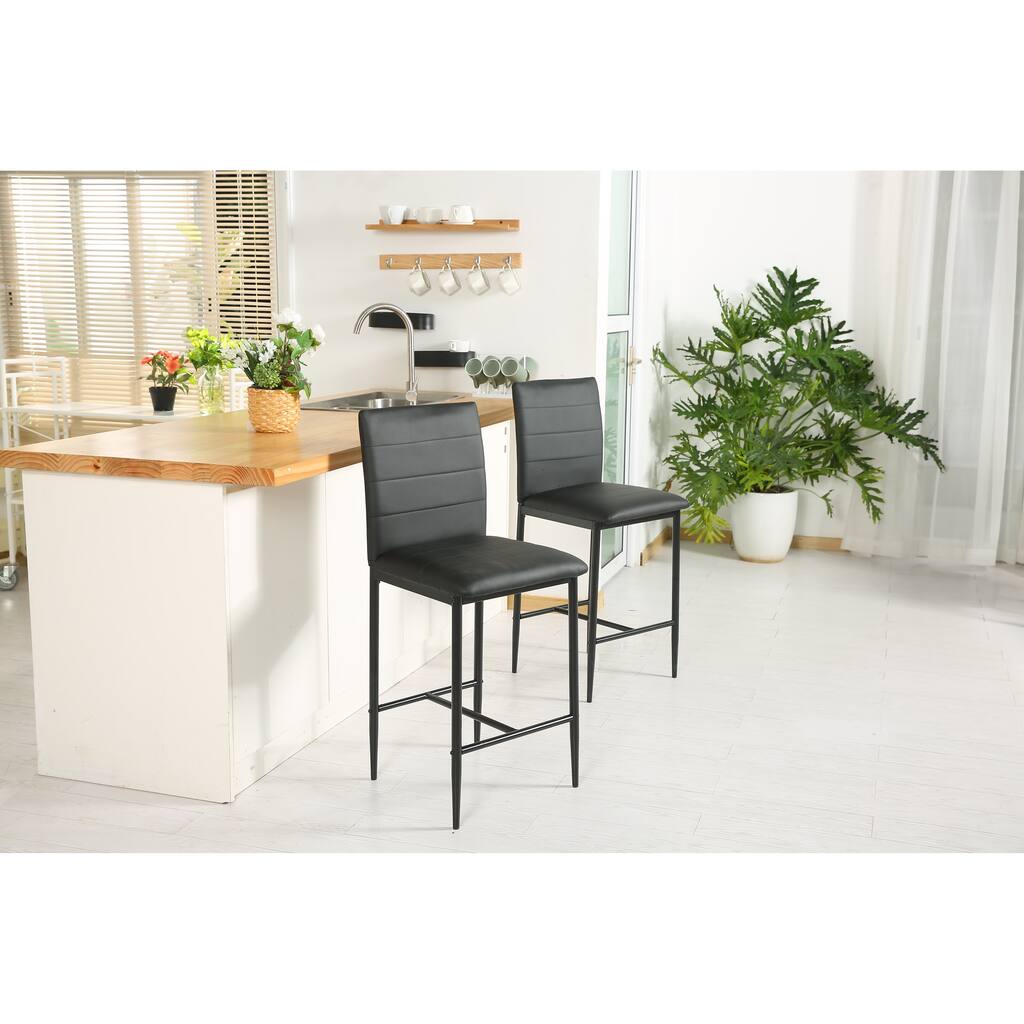 Dining Chair Dining High Back Padded Kitchen Chairs Set of 2, Black - N/A