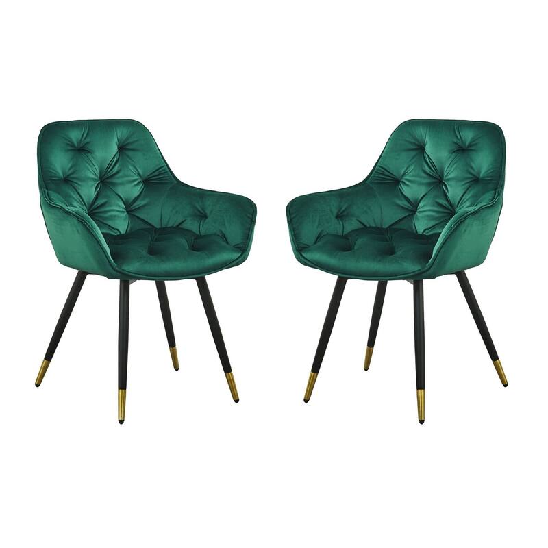 Black/Green Velvet Upholstered Metal Frame Dining Chair, Sturdy Dining Chair for Dining Rooms - 22.75