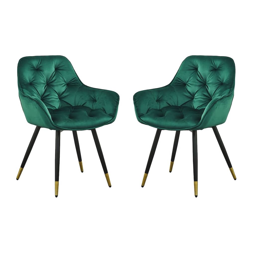 Black/Green Velvet Upholstered Metal Frame Dining Chair, Sturdy Dining Chair for Dining Rooms - 22.75