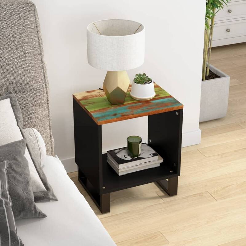 vidaXL Coffee Table 15.7"x12.2"x18.1" Solid Wood Mango&Engineered Wood - Multicolour - Reclaimed Wood