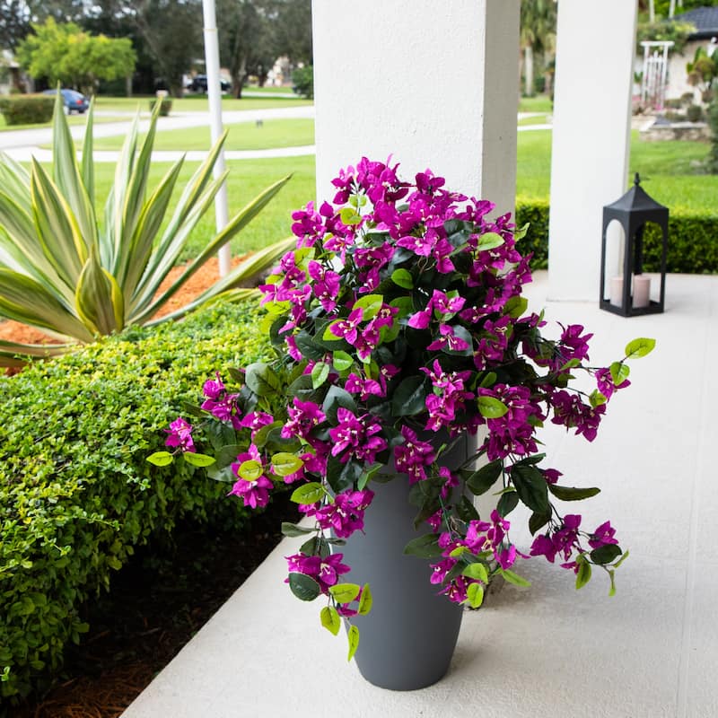 28-in UV Resistant Artificial Bougainvillea Hanging Plant - Set of 2