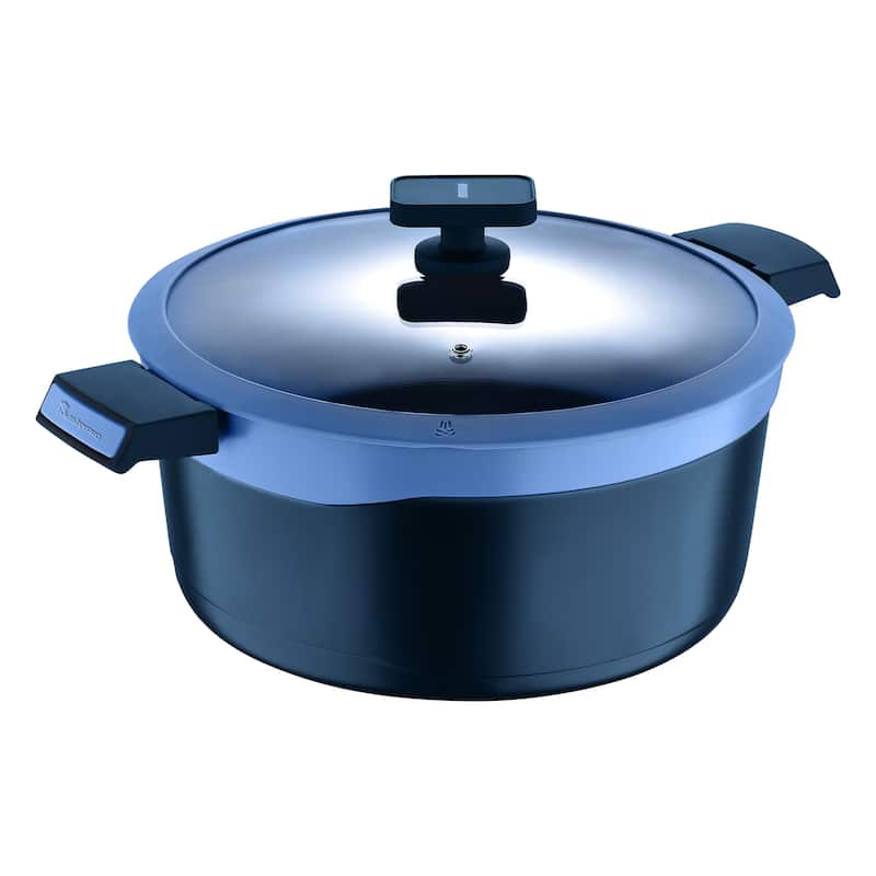 MasterPRO Gastro Diamond Collection MPUS14027BLU Durable Cast Aluminum 7.5-Quart Dutch Oven with Tempered Glass Lid